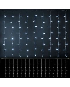 Tenda di luci 96 Maxiled, 200 x h100 cm trasparente, SENZA alimentazione, prolungabile, bianco ghiaccio
