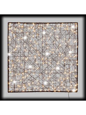 Quadrato luminoso 2D, 50 cm, SENZA alimentazione, 240 microled flashled, bianco caldo