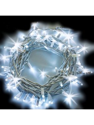 Catena 20 m - 200 maxiled Flashled diamond - SENZA alimentazione - prolungabile - cavo bianco - Bianco Ghiaccio