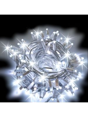 Catena 10 m - 200 maxiled Flashled diamond - SENZA alimentazione - prolungabile - cavo bianco - Bianco Ghiaccio