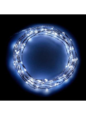 Catena luminosa 80 microled - cavo metal - con controller - bianco ghiaccio