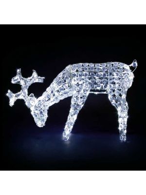 Renna natalizia 200 led - luce fissa - bianco ghiaccio - h 50cm