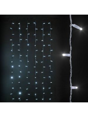 Tenda di Luci 96 maxi led h 2 m - SENZA alimentazione - prolungabile - Bianco Ghiaccio
