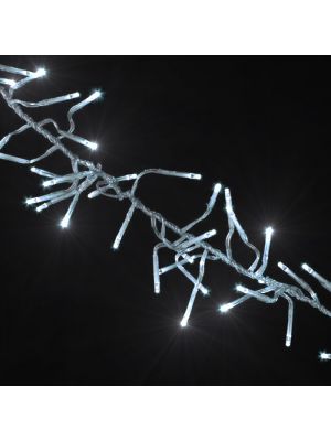 Catena grappolo 12,5 m - cluster 1104 mini led con memory controller - bianco ghiaccio - cavo trasparente