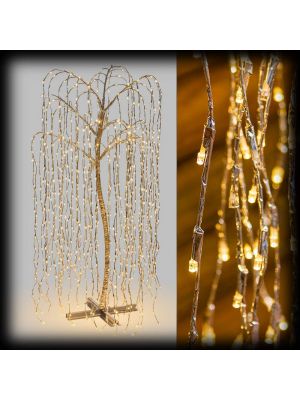 Albero Willow tree argentato alto 2 m - 1024 led reflex flashled diamond - bianco caldo