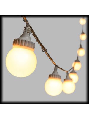 Catena luminosa 5 mt, 10 lampadine party light, prolungabile, bianco caldo classic