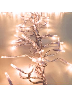 Catena festone 7,5 m cavo trasparente cluster 750 miniled a luce fissa bianco tradizionale miniled reflex
