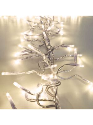 Catena festone 7,5 m cavo trasparente cluster 750 miniled a luce fissa bianco classic caldo