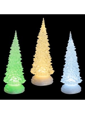 Mix 3 alberi di Natale a batteria in glitter ice acrilico h 32 cm