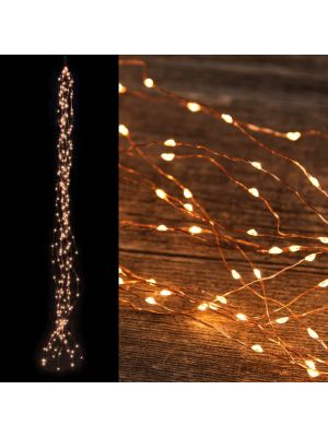 Ramo luminoso | cascata di luci 300 microled 15 stringhe 1,2 m cavo metal rame - luce fissa - colore tradizionale