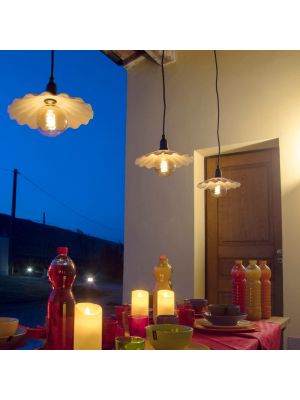 Lampadario retrò, lampadine Vintage con paralume bianco, cavo pendente nero