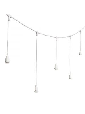 Catena 5 m con 8 portalampade pendenti lunghi E27 prolungabile cavo bianco Vintage Led Pro fino a 70 cm