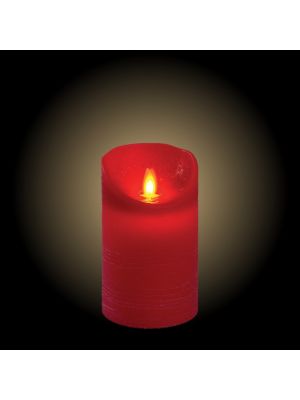 Candela Ø 7,5 x h 12,5 cm in cera ruvida Rossa, effetto fiamma, led bianco classic