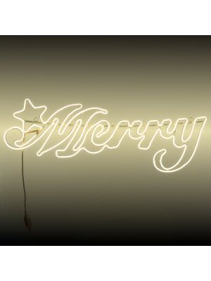 Insegna natalizia Merry 106 x h 32 cm, neon bifacciale, led bianco classic