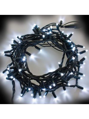 Catena 10 m 60 SuperLed High Brightness luce fissa prolungabile bianco ghiaccio freddo cavo verde