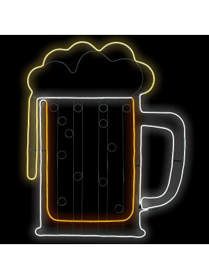 Boccale di birra 95 x H 117 cm, neon bifacciale, 864 led, bianco freddo e caldo