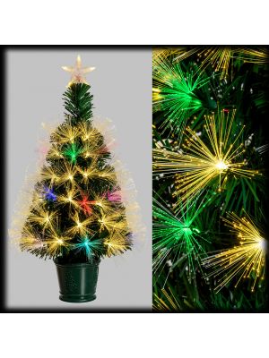 Albero di natale fibre ottiche H 70 cm, bianco classic e giochi di luce Flashled RGB