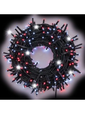 Catena luminosa 18 mt 300 miniled, MultiFlashled Diamond, rosso e bianco freddo
