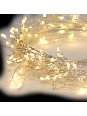 Catena luminosa Cluster 9 m, 1080 microled a luce fissa, bianco caldo classic, cavo metal silver