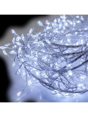 Catena luminosa Cluster 9 m, 1080 microled a luce fissa, bianco freddo, cavo metal silver