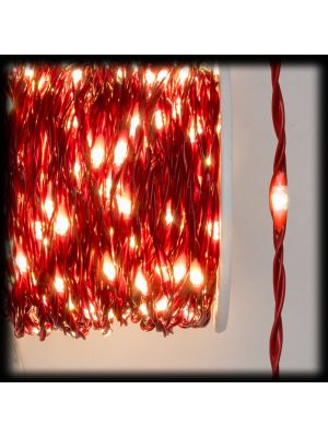 Catena luminosa 25 m, 500 microled bianco classic, cavo metal pro rosso