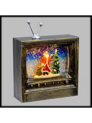 TV H22cm Vintage GLITTER LED BIANCO CALDO a batteria