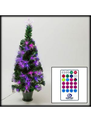 Albero di natale fibre ottiche H 100 cm multicolor e giochi di luce 