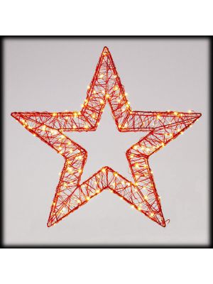 Stella luminosa 3D ø55 cm telaio rosso, 180 microled flashled, bianco tradizionale