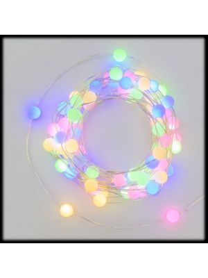 Catena luminosa decorata 100 minisfere Ø10mm|100 microled multicolor
