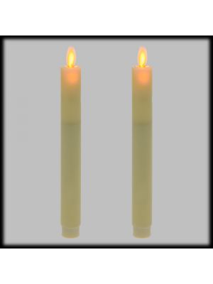 Set 2 candele in cera Ø 2,5cm x H23, moving flame, led bianco caldo