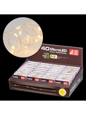 Kit 36 Catene luminose a batteria, 20 microled, 3.9 m, luce fissa, bianco caldo