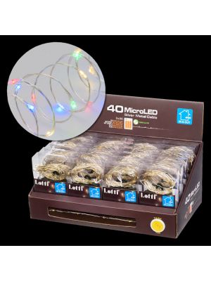 Kit 24 Catene luminose a batteria, 40 microled, 3,9 m, multicolor