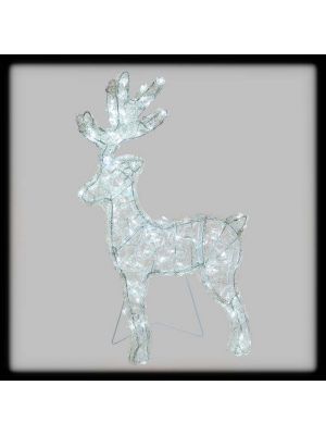 Renna luminosa H60 cm, 120 led ø5mm, luce fissa bianco ghiaccio