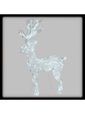 Renna luminosa H85 cm, 180 led ø5mm, luce fissa bianco ghiaccio