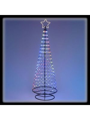 Albero conico H240cm con 342 gocce di luce multicolor RGB