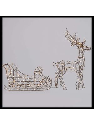 Renna natalizia con slitta H50cm 240 microled bianco caldo