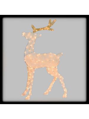 Renna natalizia h 140 cm, 170 led luce fissa, bianco tradizionale