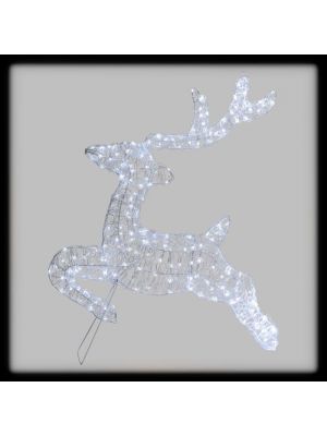 Renna natalizia H80cm, 200 gecce led bianco ghiaccio, luce fissa