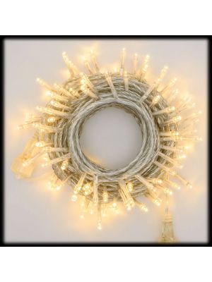 Catena 24 m serie SMART CONNECT, cavo trasparente, 600 led reflex bianco caldo