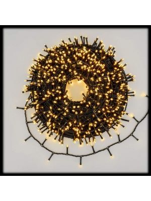 Catena solare minicluster 20 m, 1000 led reflex bianco caldo,  con ricarica USB