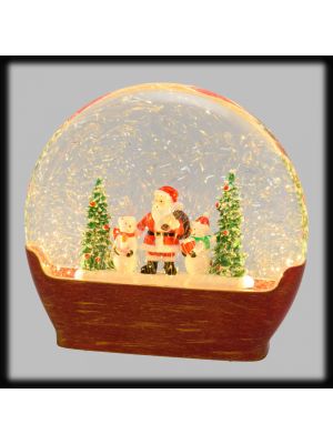 Decorazione in vetro con babbo natale e paesaggio innevato, h 19 cm