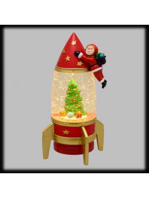 Decorazione razzo rocket con babbo natale astronauta, h 27,5 cm