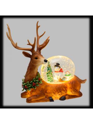 Decorazione renna natalizia con glitter led h 28,5 cm, a batteria