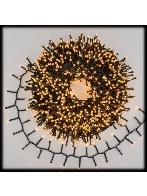 Catena minicluster 30,50 m 1500 led, con controller, bianco caldo e tradizionale