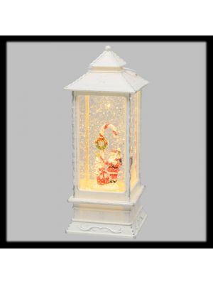 Lanterna rettangolare con Babbo Natale e glitter effetto scintillante.