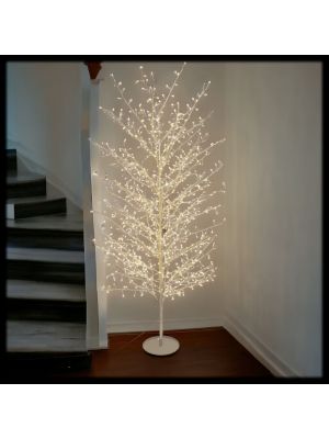 Albero luminoso champagne, h 200cm, 1120 microled bianco caldo e bianco freddo, flashled diamond