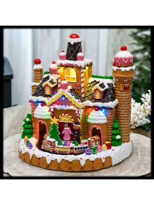 Villaggio di Natale|Candy Village con trenino in movimento e musiche natalizie, h 28cm