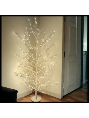 Albero luminoso bianco, h 120cm, 330 microled flashled, bianco caldo