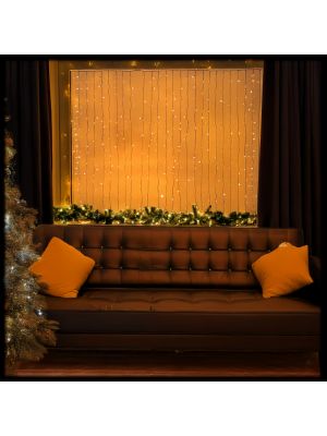 Tenda di luci 2 x h 3 m 480 maxiled bianco caldo, prolungabile, senza alimentazione