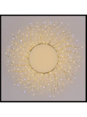 Corona decorativa luminosa in rami di tiglio champagne Ø60 cm con 260 microled – luce bianco caldo e freddo